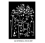 A4 Stencil raindrops, 210 x 297mm. Min buy 2